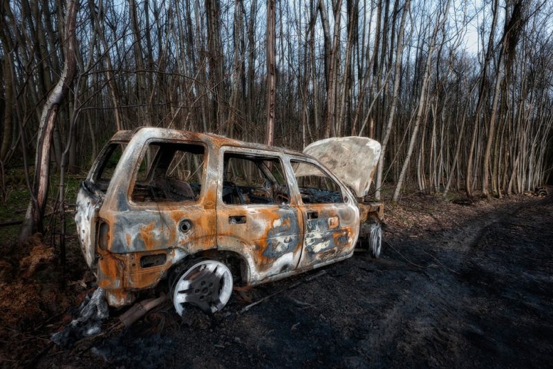 Burnt out car